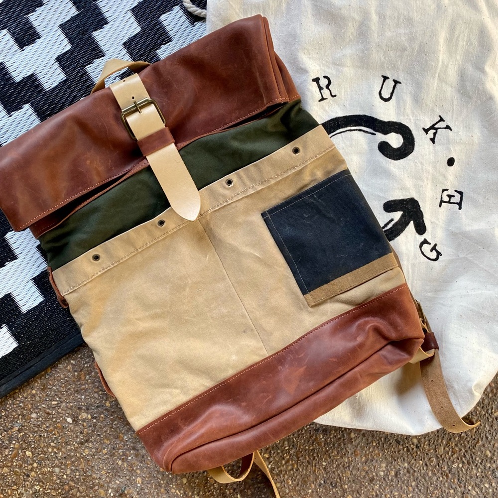 Custom canvas & leather backpack